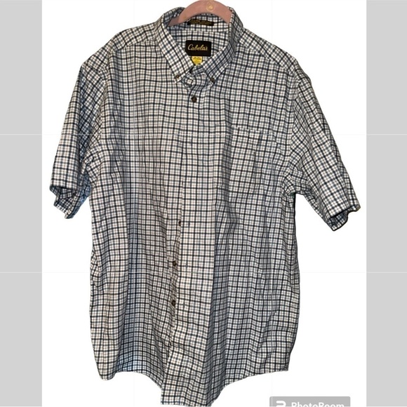 Cabela's Plaid Button Up Short Sleeve Shirt 2XL tall - Picture 1 of 3